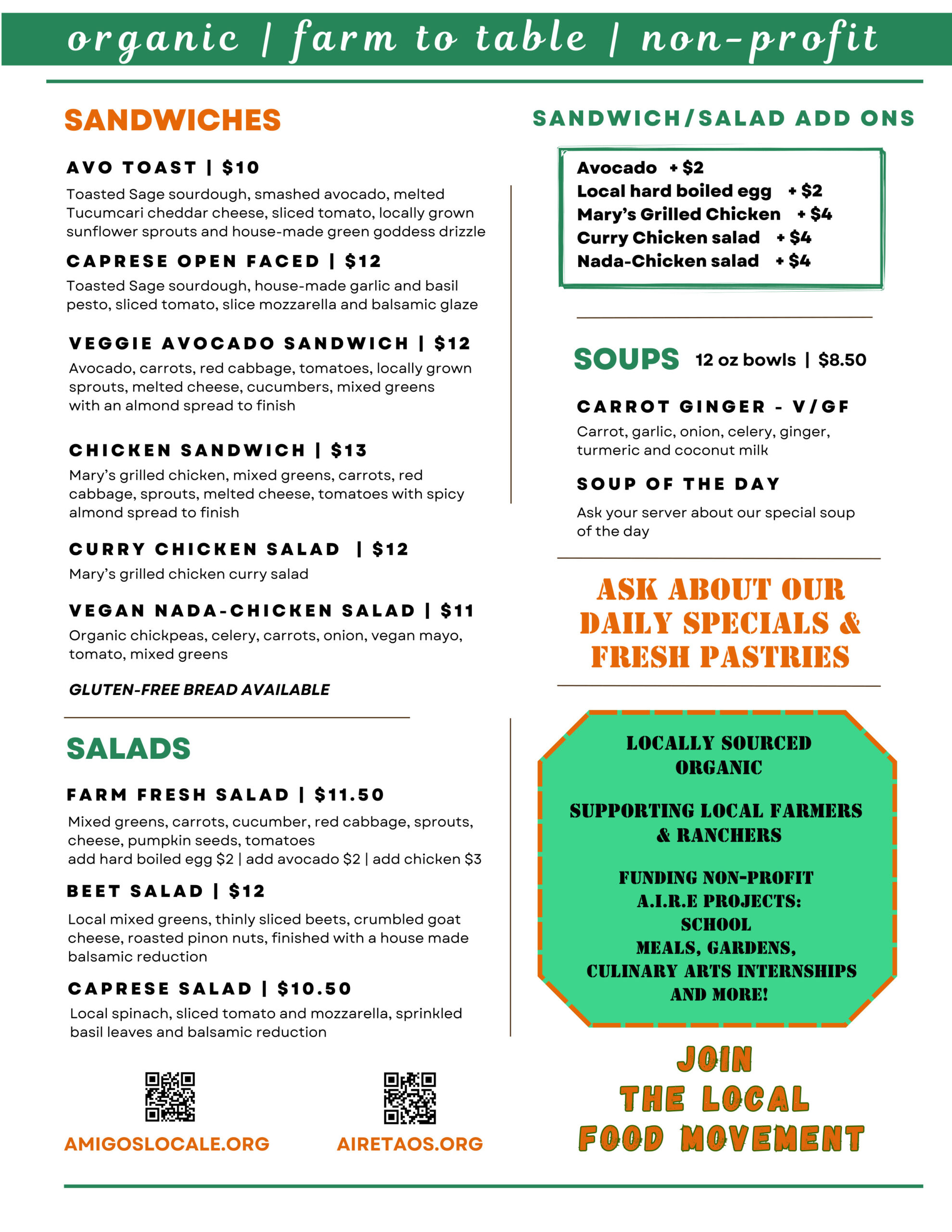 Amigos Locale Fall Menu 2024 Page 2